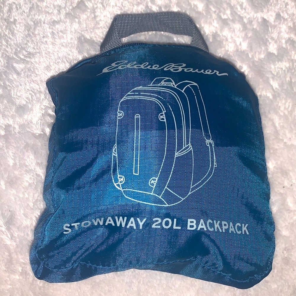 🎁Like New UNISEX Eddie Bauer Blue Stowaway 20lb Backpack - Picture 3 of 12